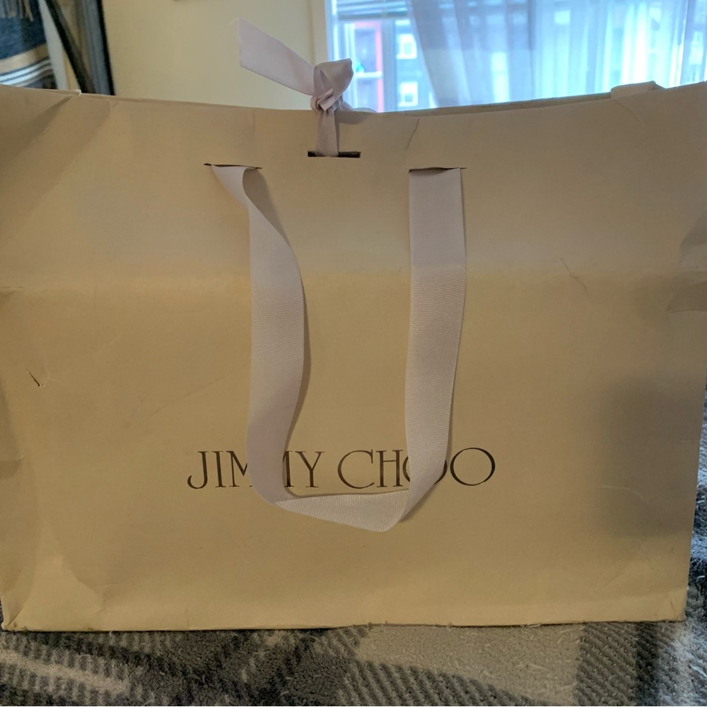 Jimmy Choo Cream Shopping Bag with Ribbon - Picture 1 of 11